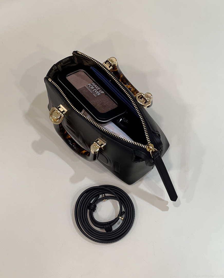 Fendi 8BS067 By The Way Mini Small Boston bag in mint Black leather