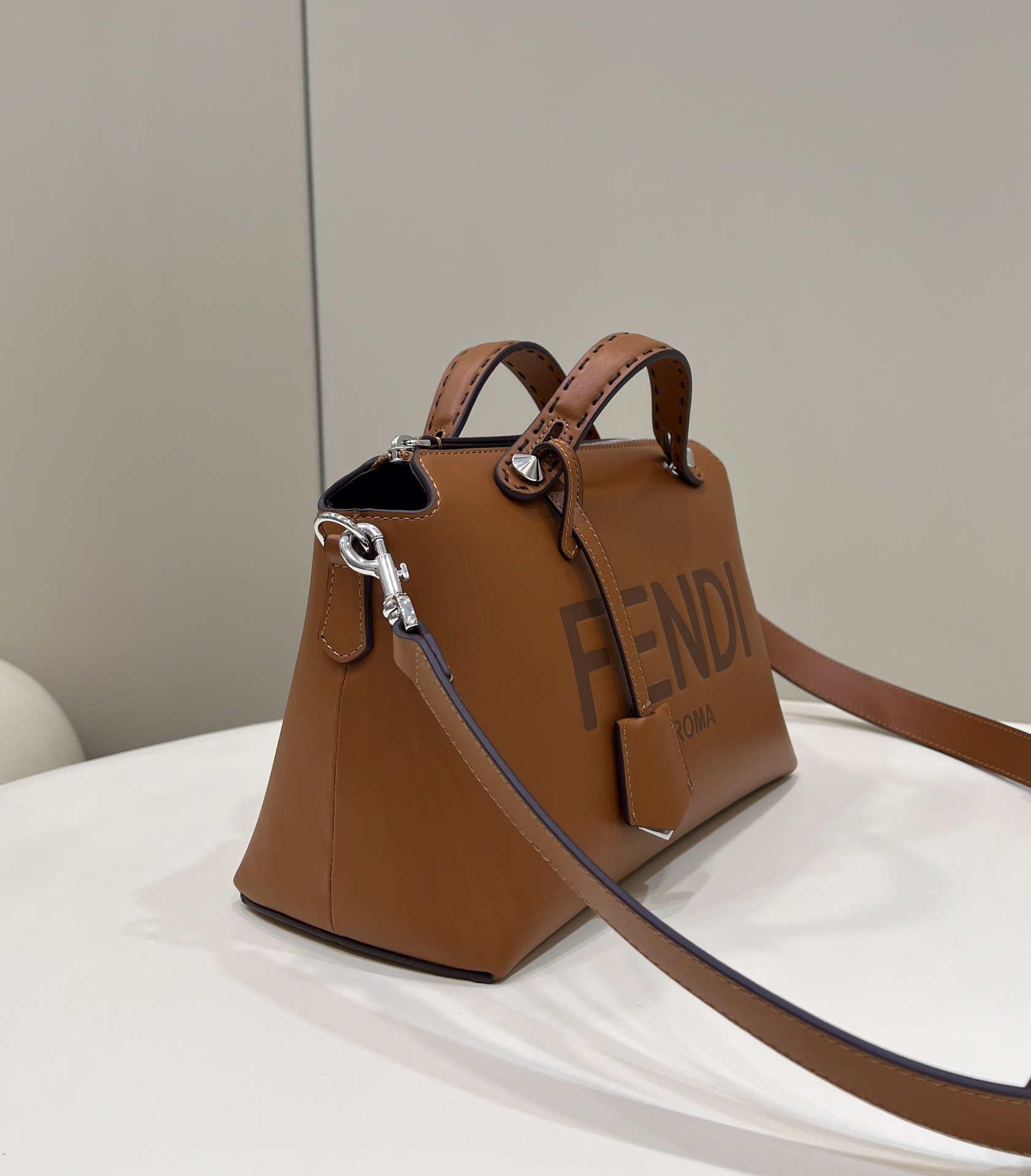 Fendi 8BL146 By The Way Medium Brown leather Boston bag