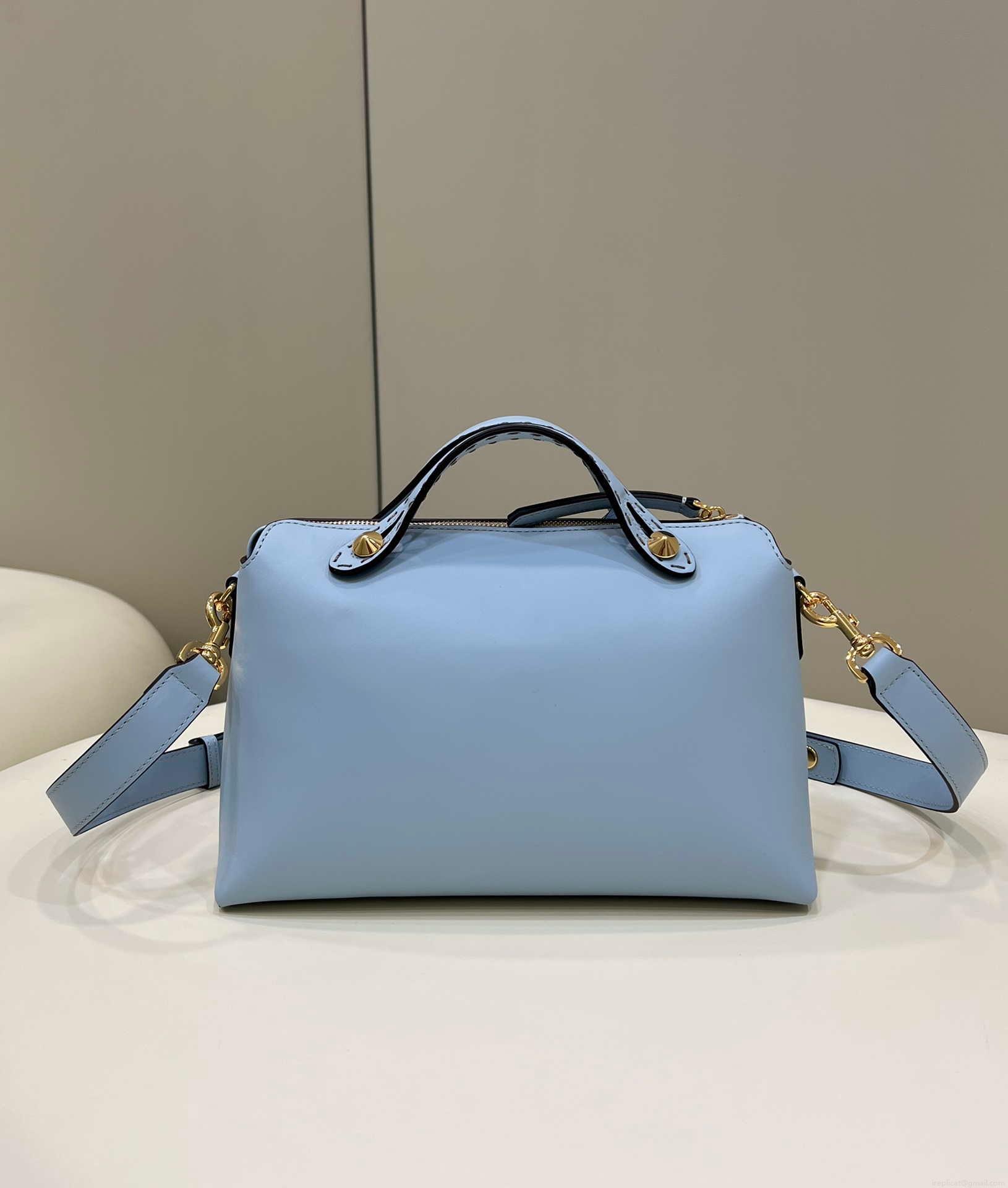 Fendi 8BL146 By The Way Medium Ligth Blue leather Boston bag