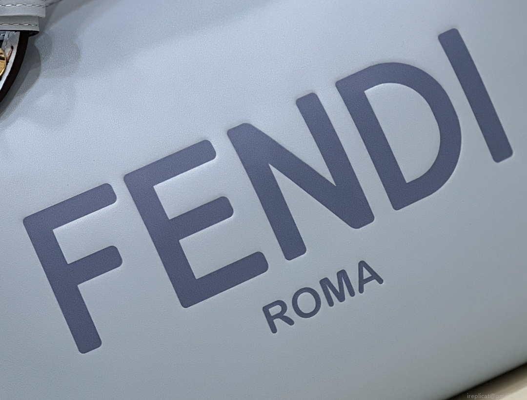 Fendi 8BL146 By The Way Medium Ligth Blue leather Boston bag