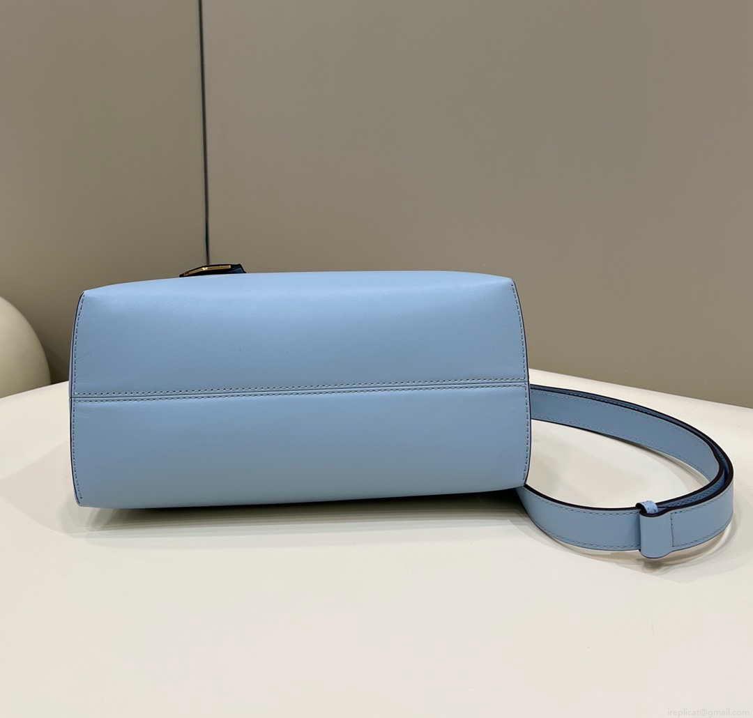 Fendi 8BL146 By The Way Medium Ligth Blue leather Boston bag