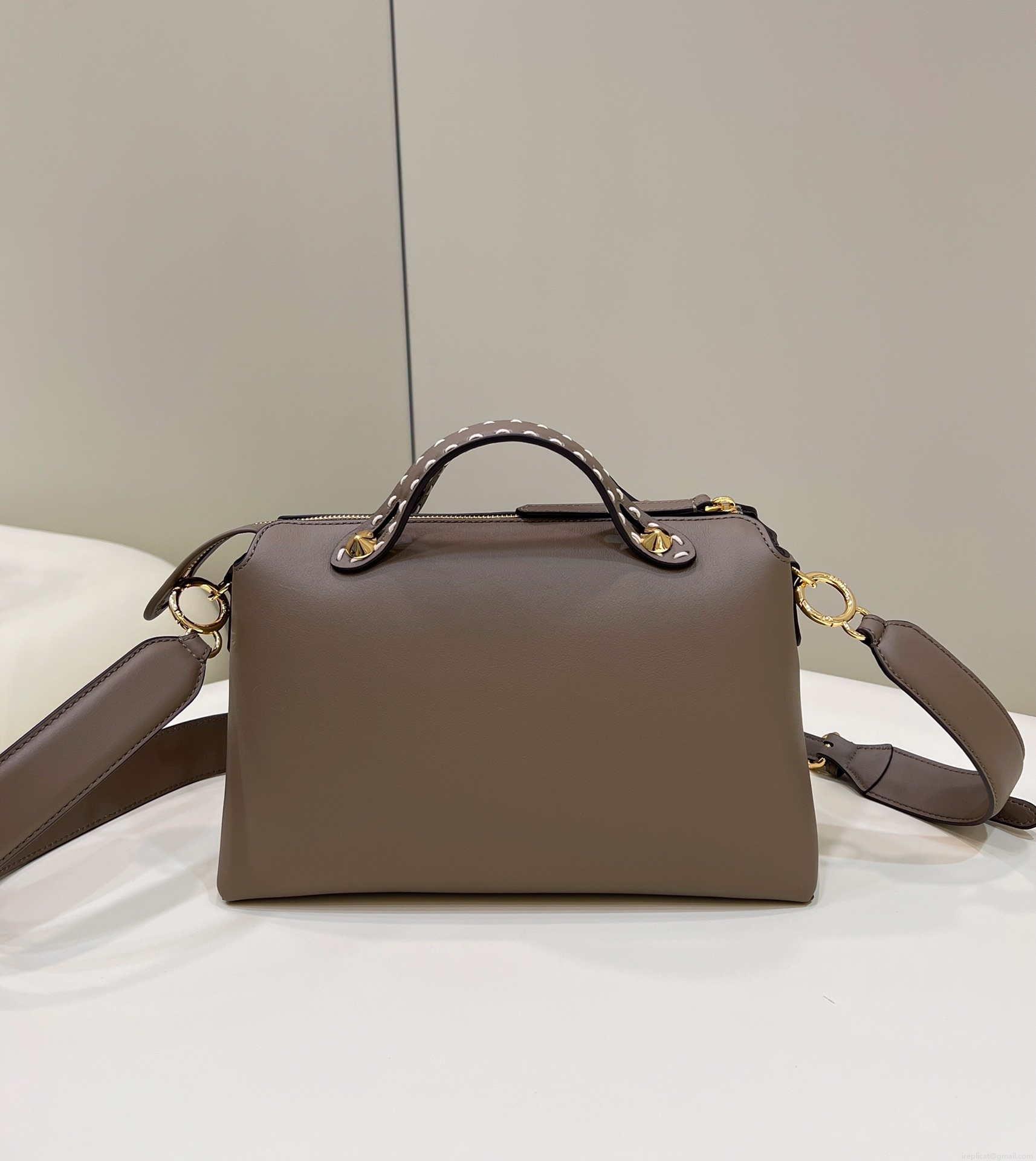 Fendi 8BL146 By The Way Medium Gray leather Boston bag