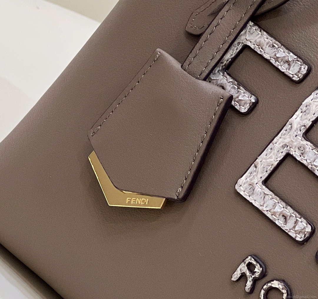 Fendi 8BL146 By The Way Medium Gray leather Boston bag