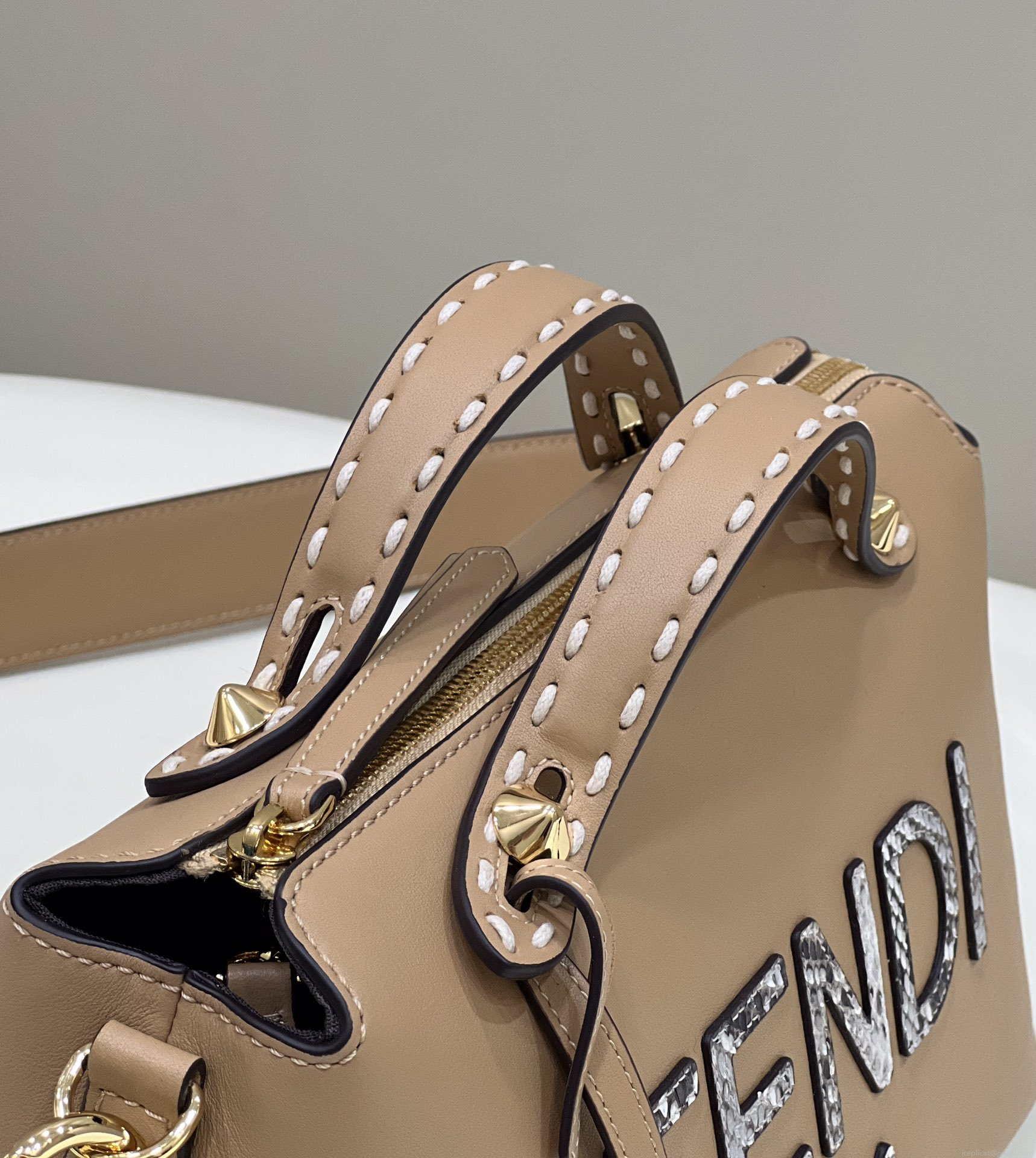 Fendi 8BL146 By The Way Medium Apricot leather Boston bag