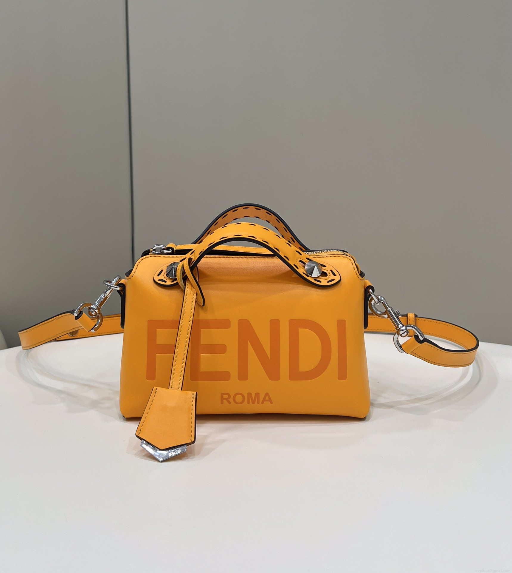 Fendi 8BL145 By The Way Mini Orange leather small Boston bag