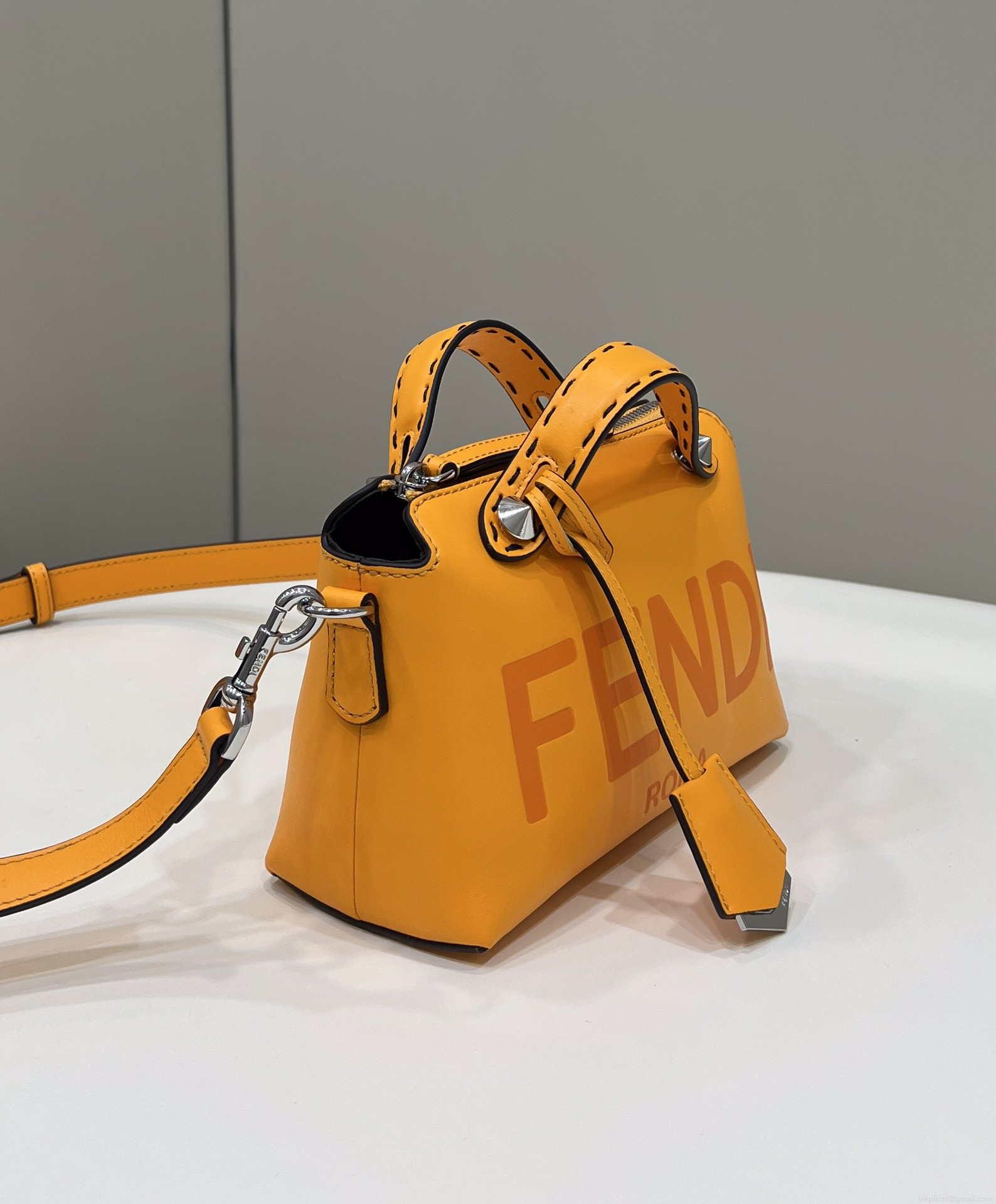 Fendi 8BL145 By The Way Mini Orange leather small Boston bag