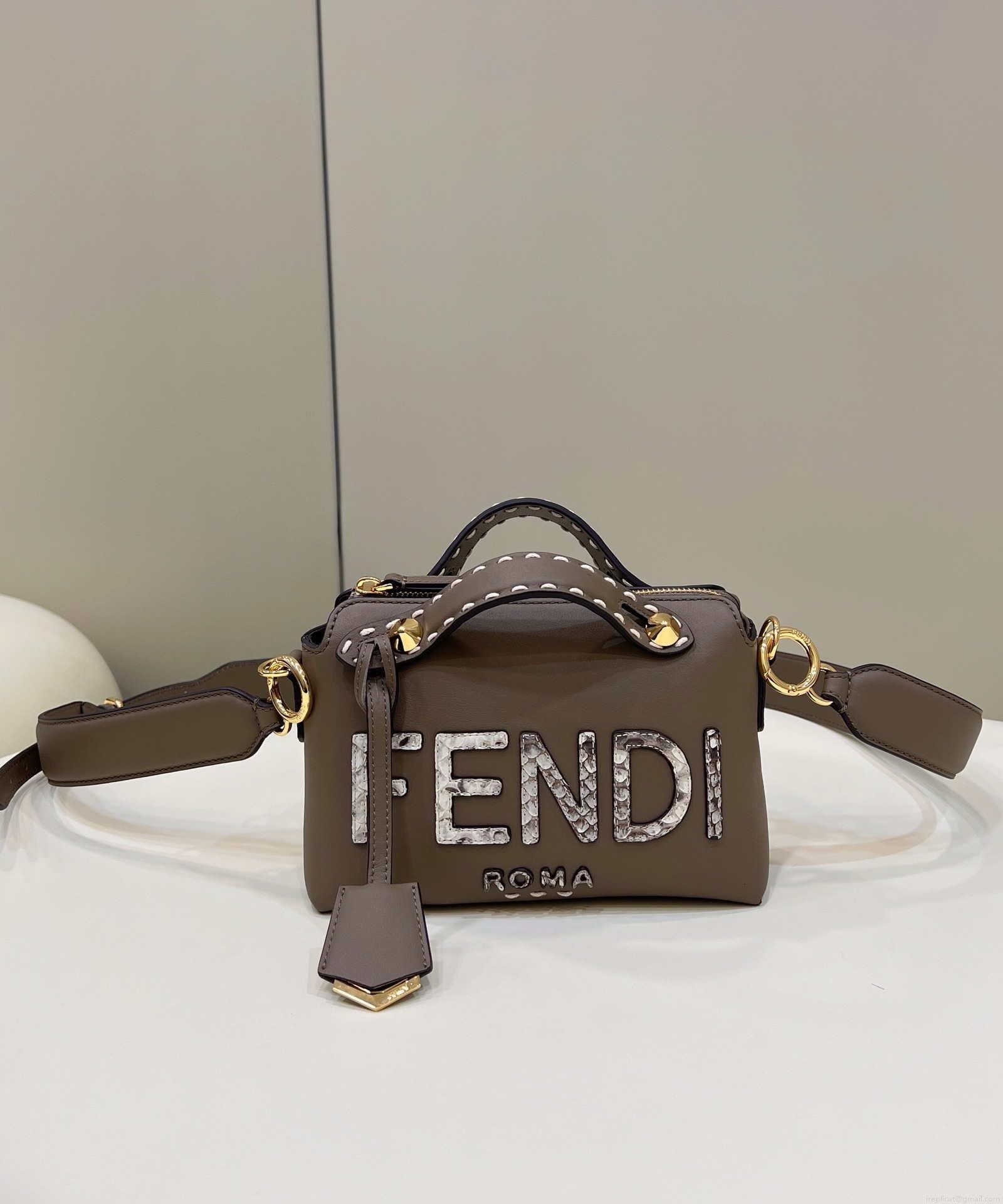 Fendi 8BL145 By The Way Mini Gray leather small Boston bag