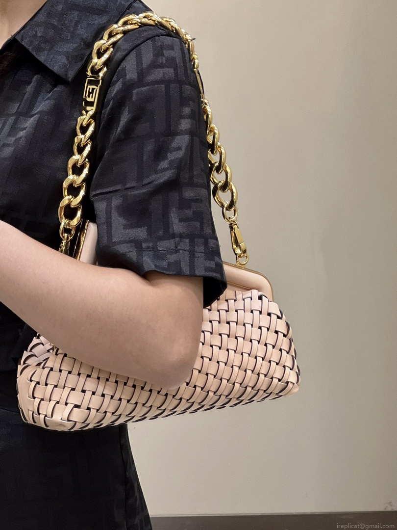Fendi 8BP129 First Small Pink braided leather bag 80103