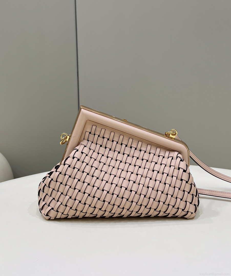 Fendi 8BP129 First Small Pink braided leather bag 80103