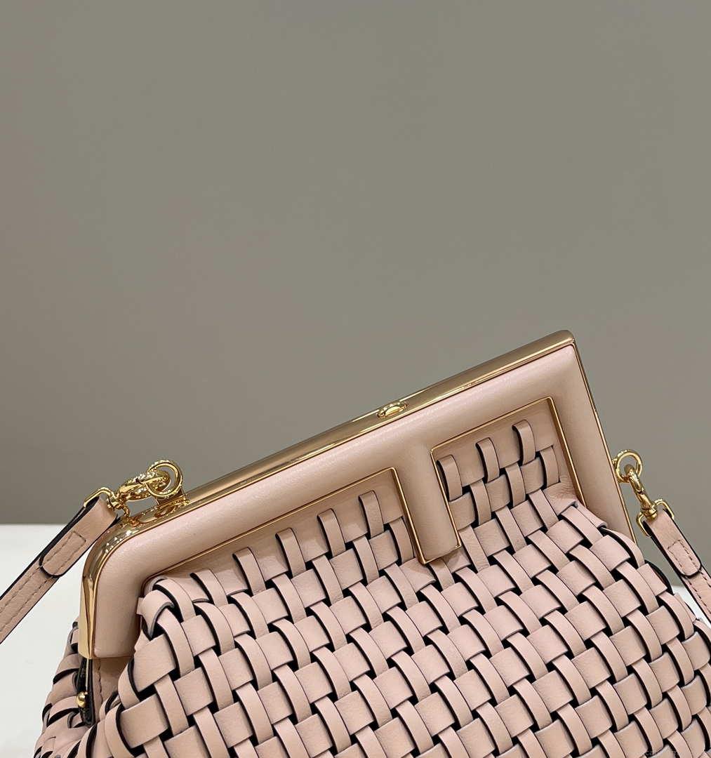 Fendi 8BP129 First Small Pink braided leather bag 80103