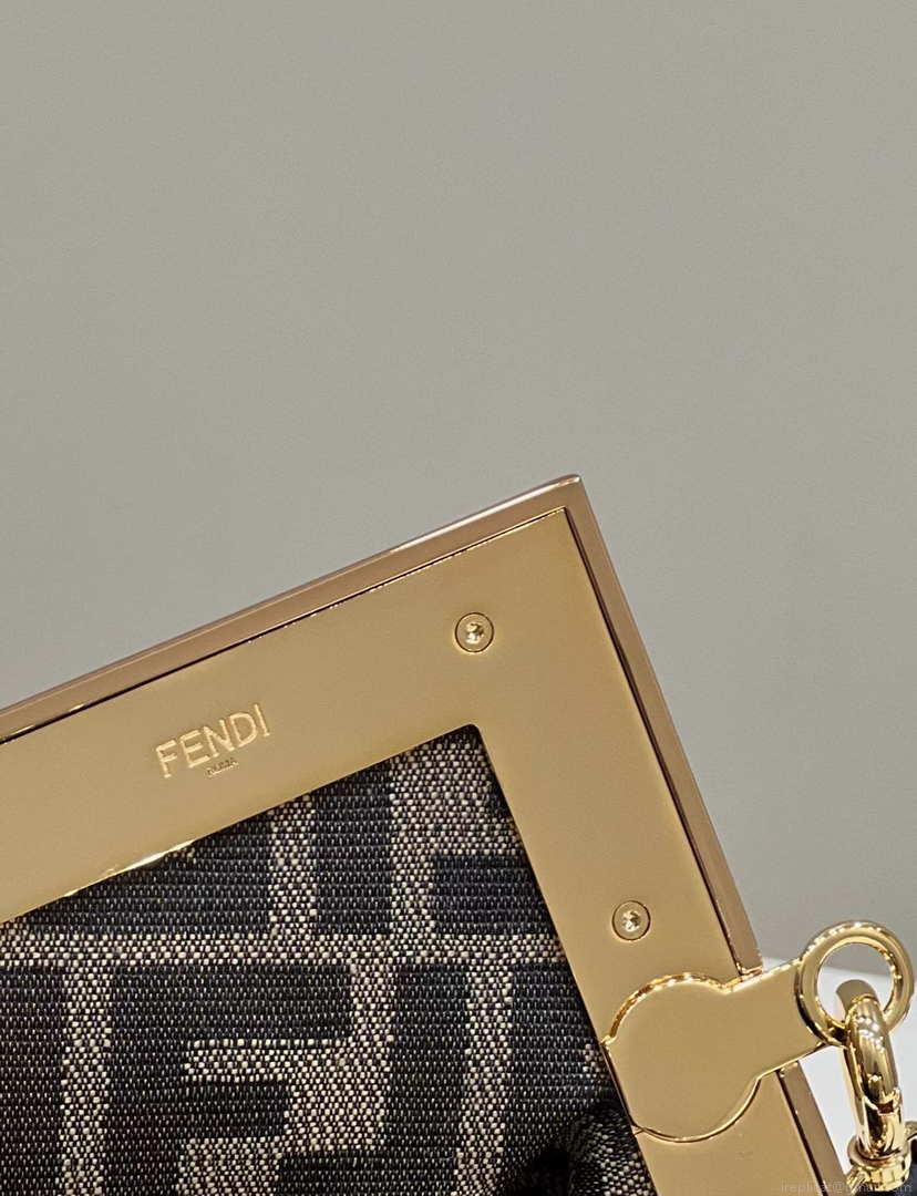 Fendi 8BP129 First Small Black braided leather bag 80103