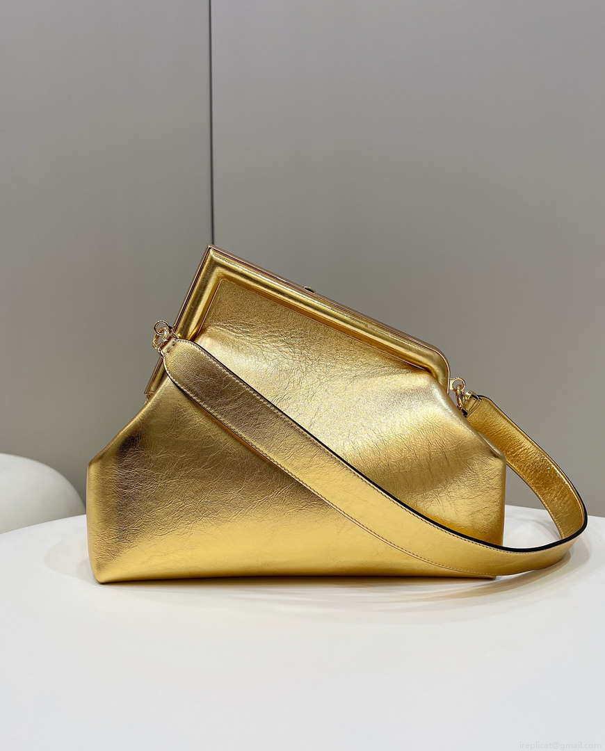 Fendi 8BP127 FENDI FIRST Medium Gold laminated leather bag