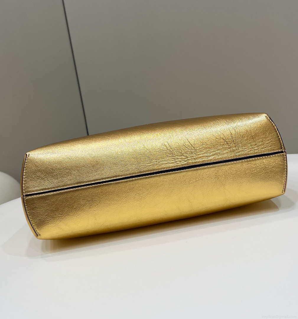 Fendi 8BP127 FENDI FIRST Medium Gold laminated leather bag