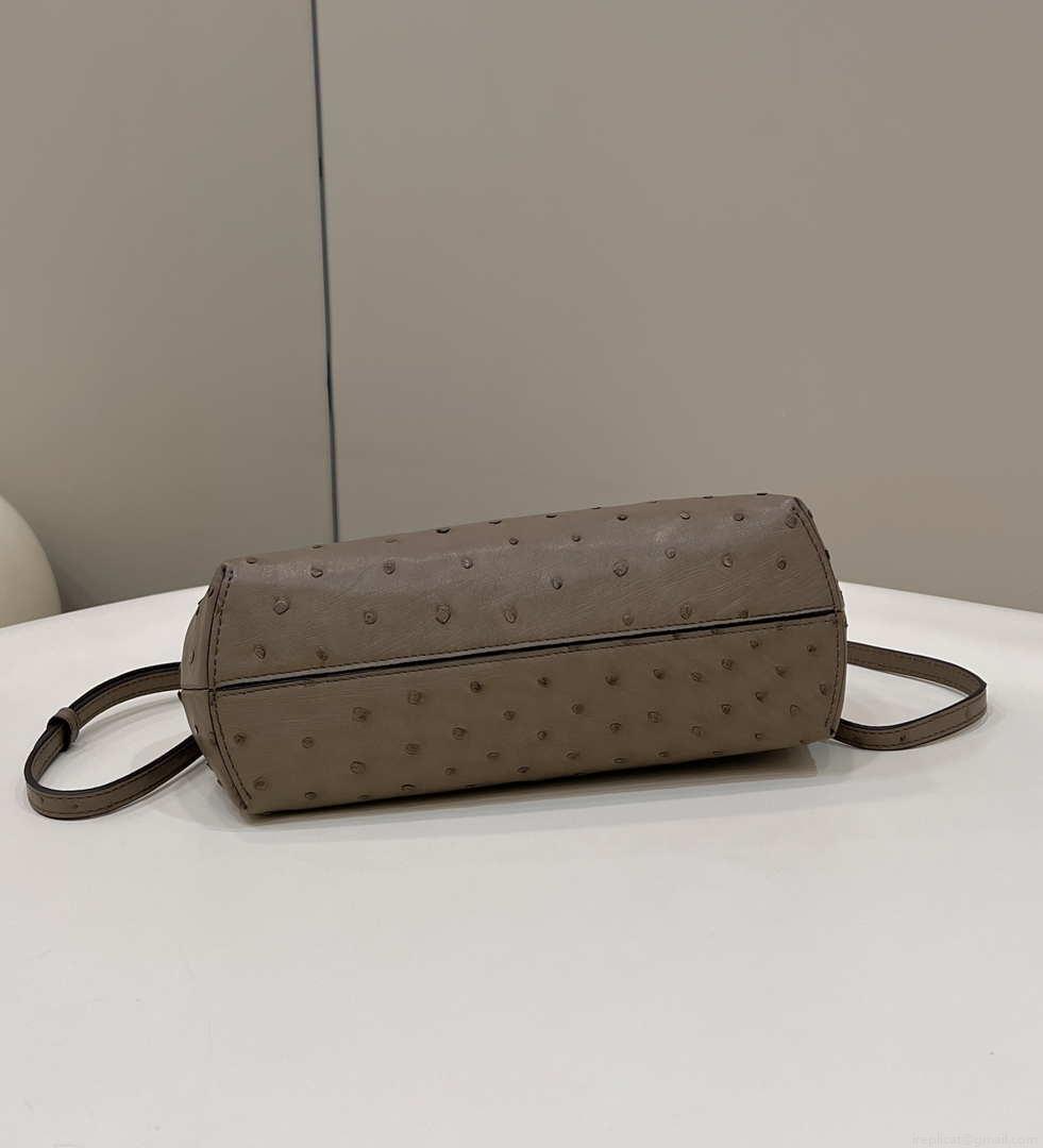 Fendi 8BP129 FENDI FIRST Small Light Brown Ostrich leather bag