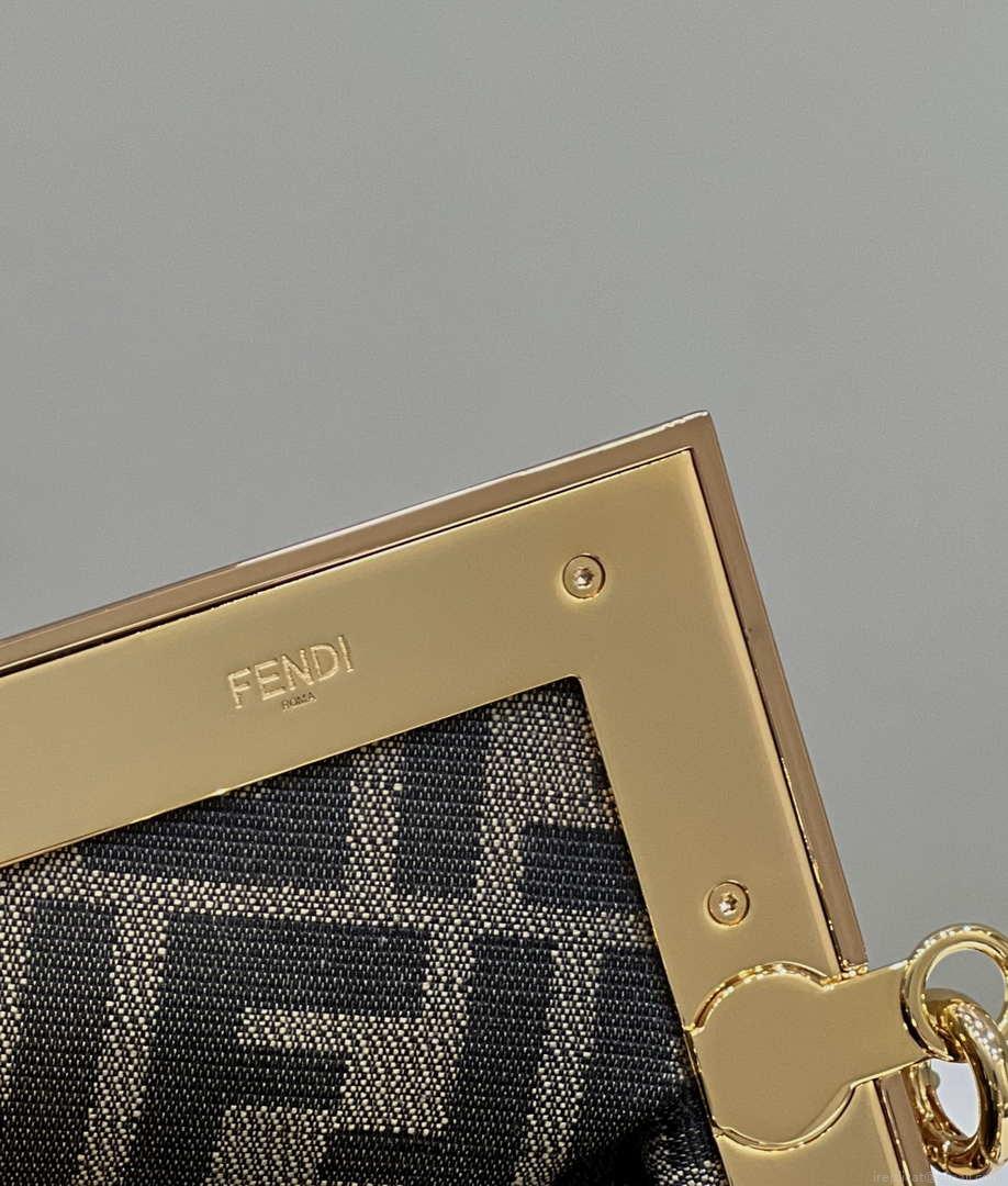 Fendi 8BP129 FENDI FIRST Small Light Brown Ostrich leather bag