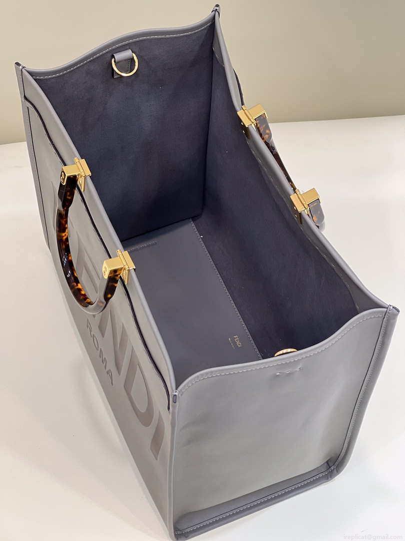 Fendi 8BH386 Sunshine Medium Bag Gray leather shopper 8266S