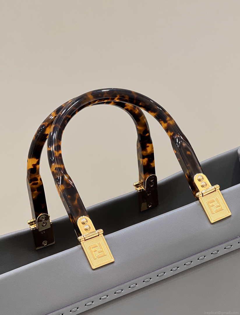 Fendi 8BH372 Sunshine Large Bag Gray leather shopper 8266L