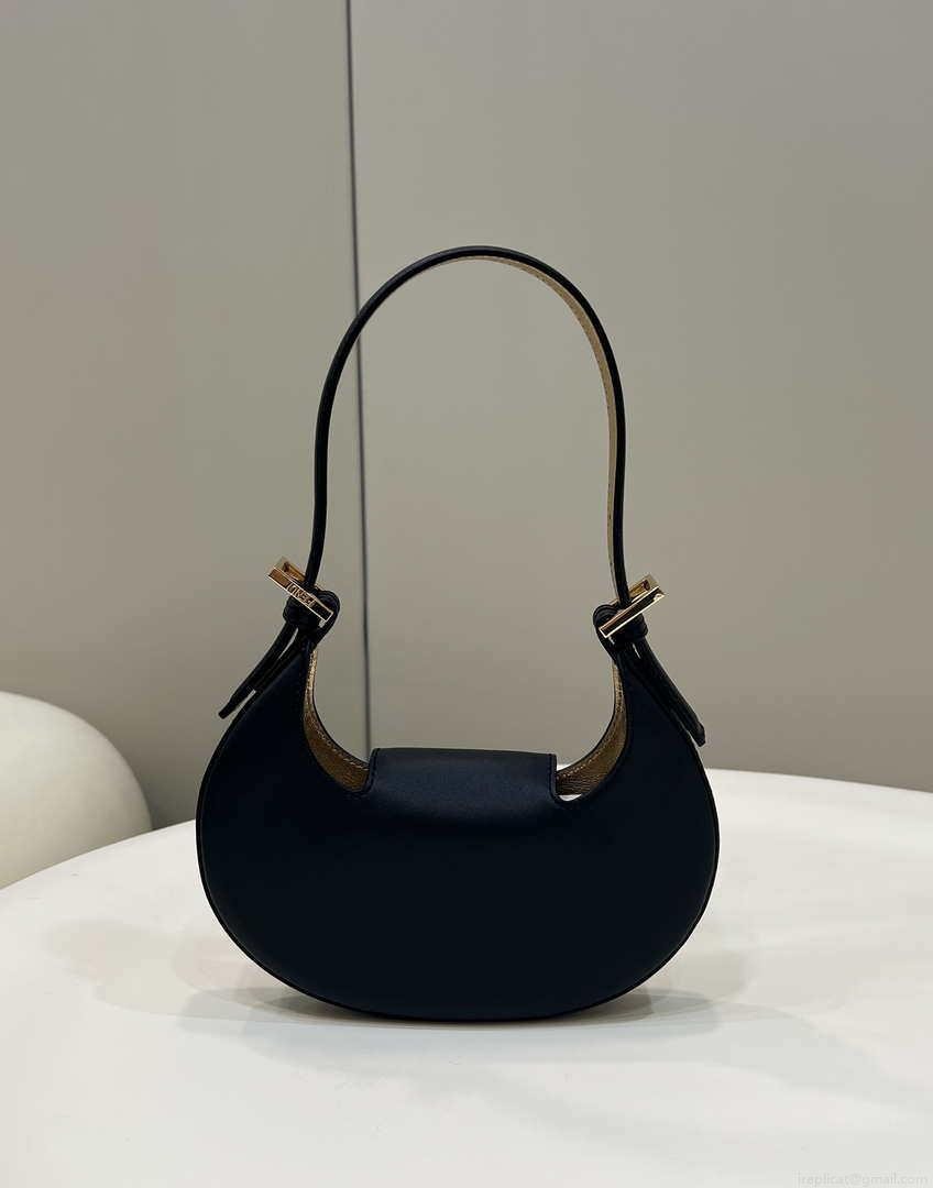 Fendi 8BS065 Fendi Cookie Black leather mini Croissant bag 8556
