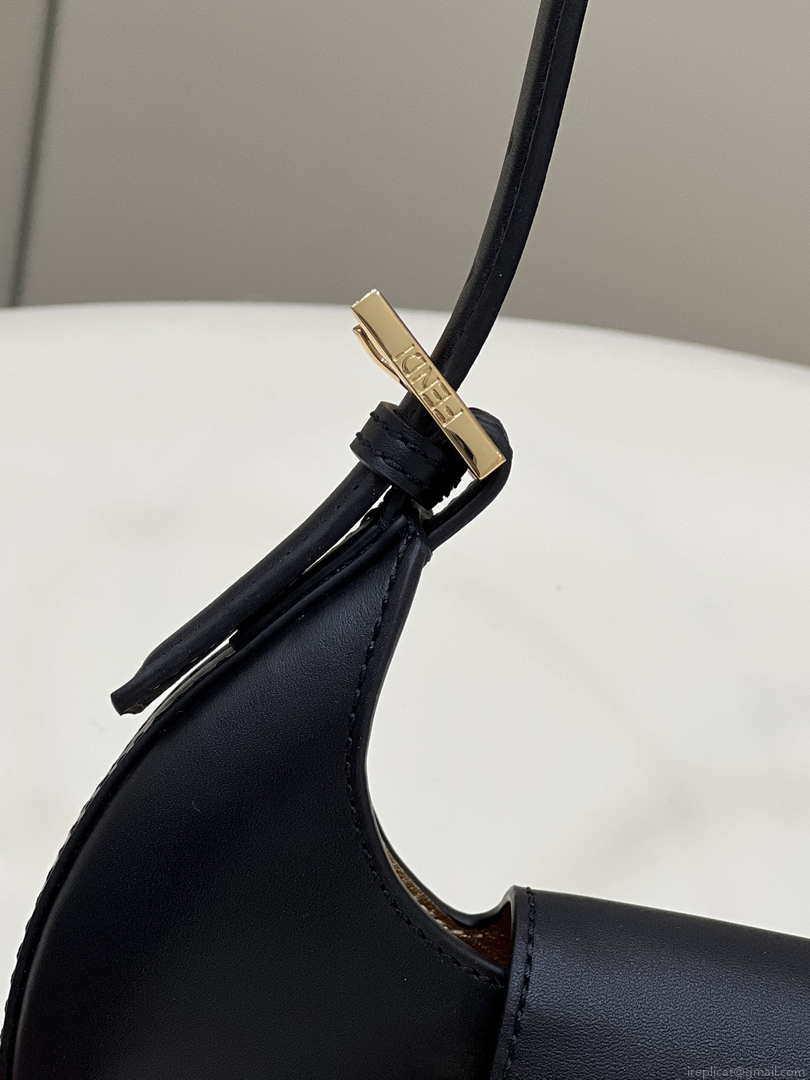 Fendi 8BS065 Fendi Cookie Black leather mini Croissant bag 8556