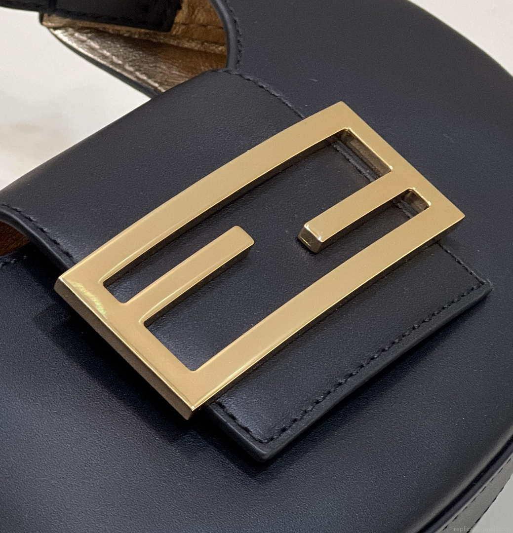 Fendi 8BS065 Fendi Cookie Black leather mini Croissant bag 8556