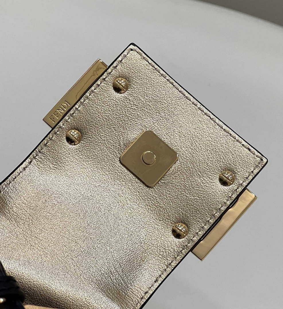 Fendi 8BS065 Fendi Cookie Black leather mini Croissant bag 8556