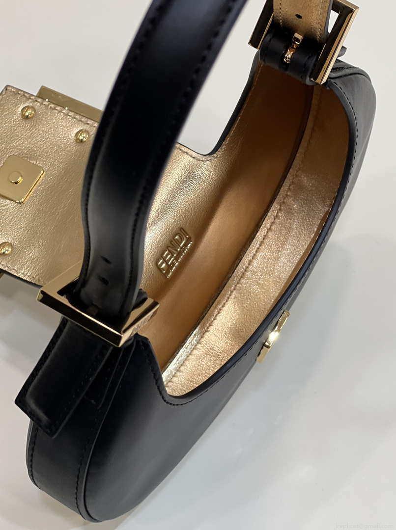 Fendi 8BS065 Fendi Cookie Black leather mini Croissant bag 8556