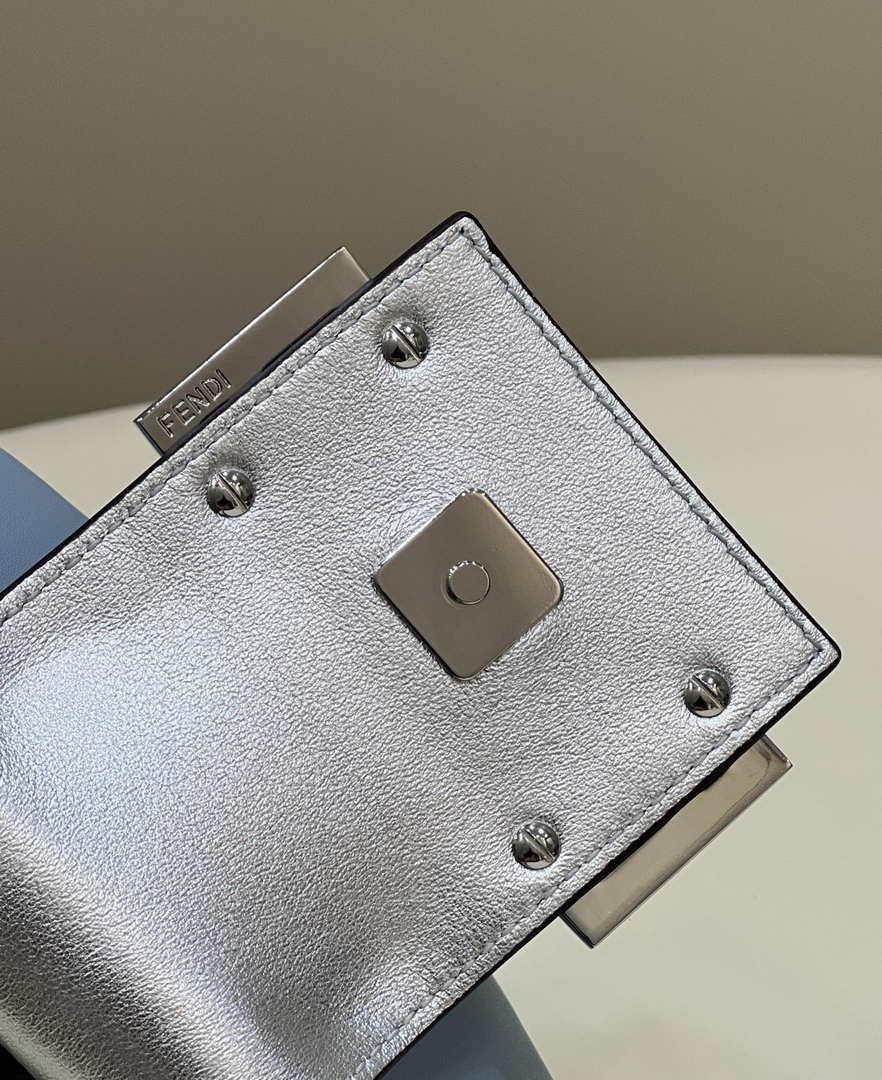 Fendi 8BS065 Fendi Cookie Blue leather mini Croissant bag 8556