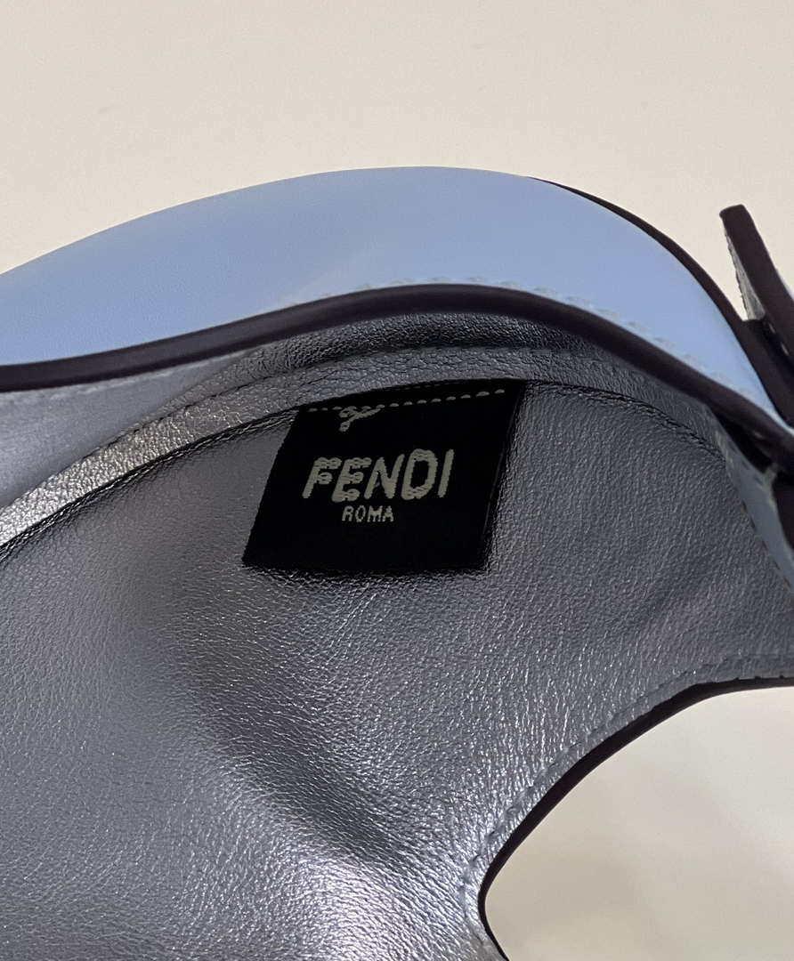 Fendi 8BS065 Fendi Cookie Blue leather mini Croissant bag 8556