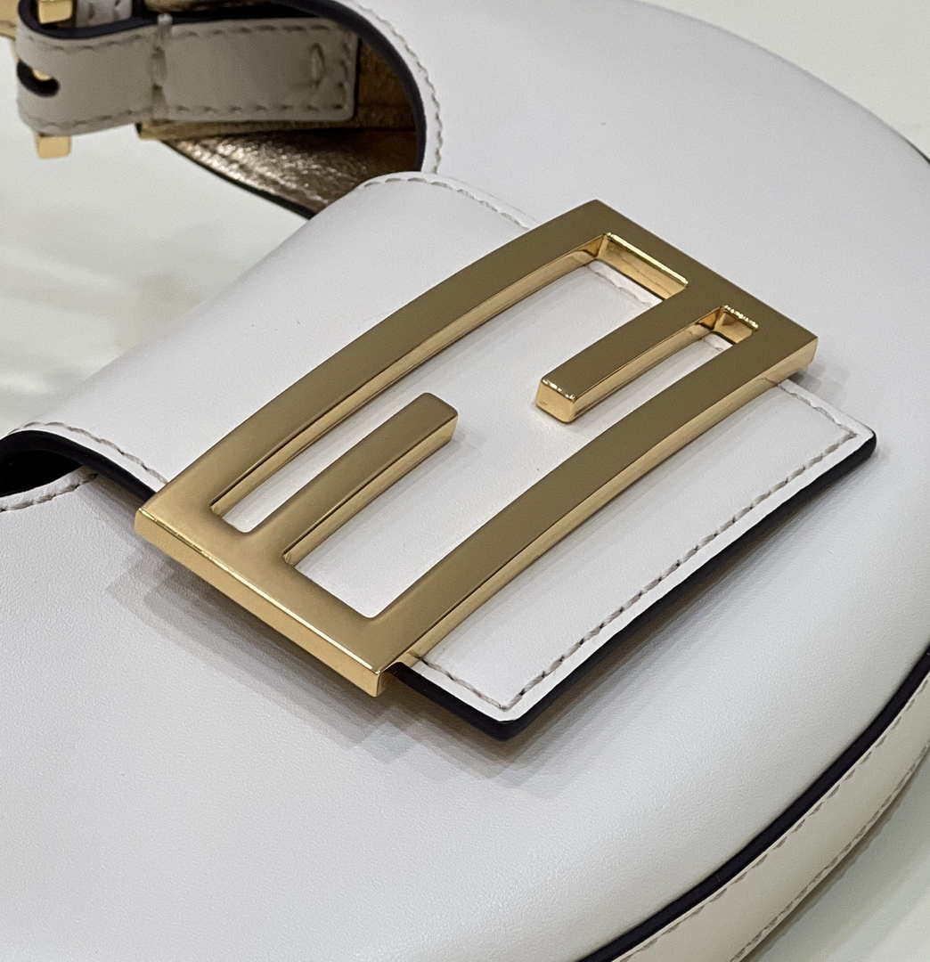 Fendi 8BS065 Fendi Cookie White leather mini Croissant bag 8556