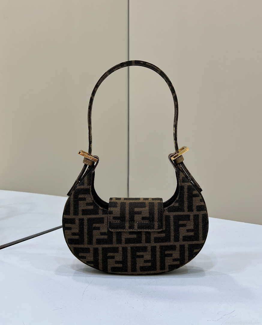 Fendi 8BS065 Fendi Cookie Brown leather mini Croissant bag 8556