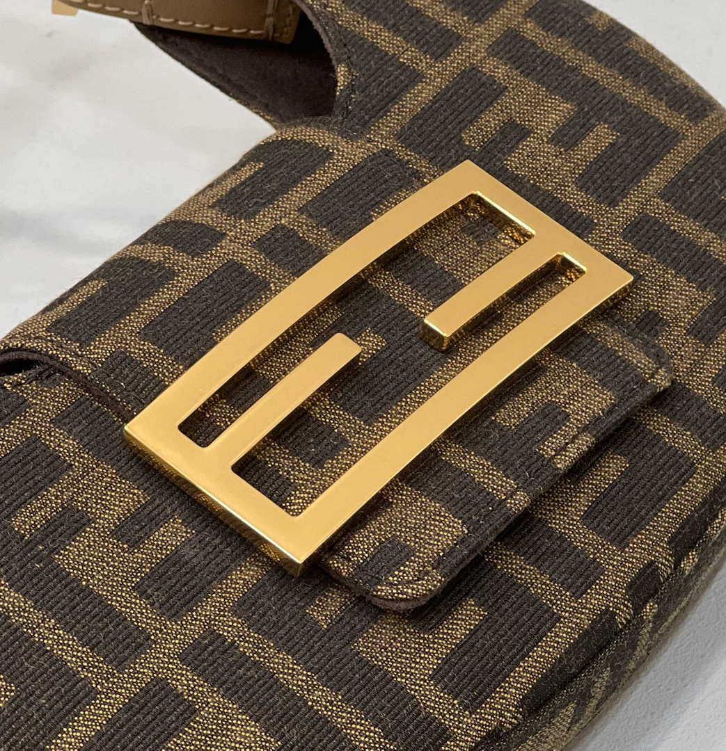 Fendi 8BS065 Fendi Cookie Brown leather mini Croissant bag 8556