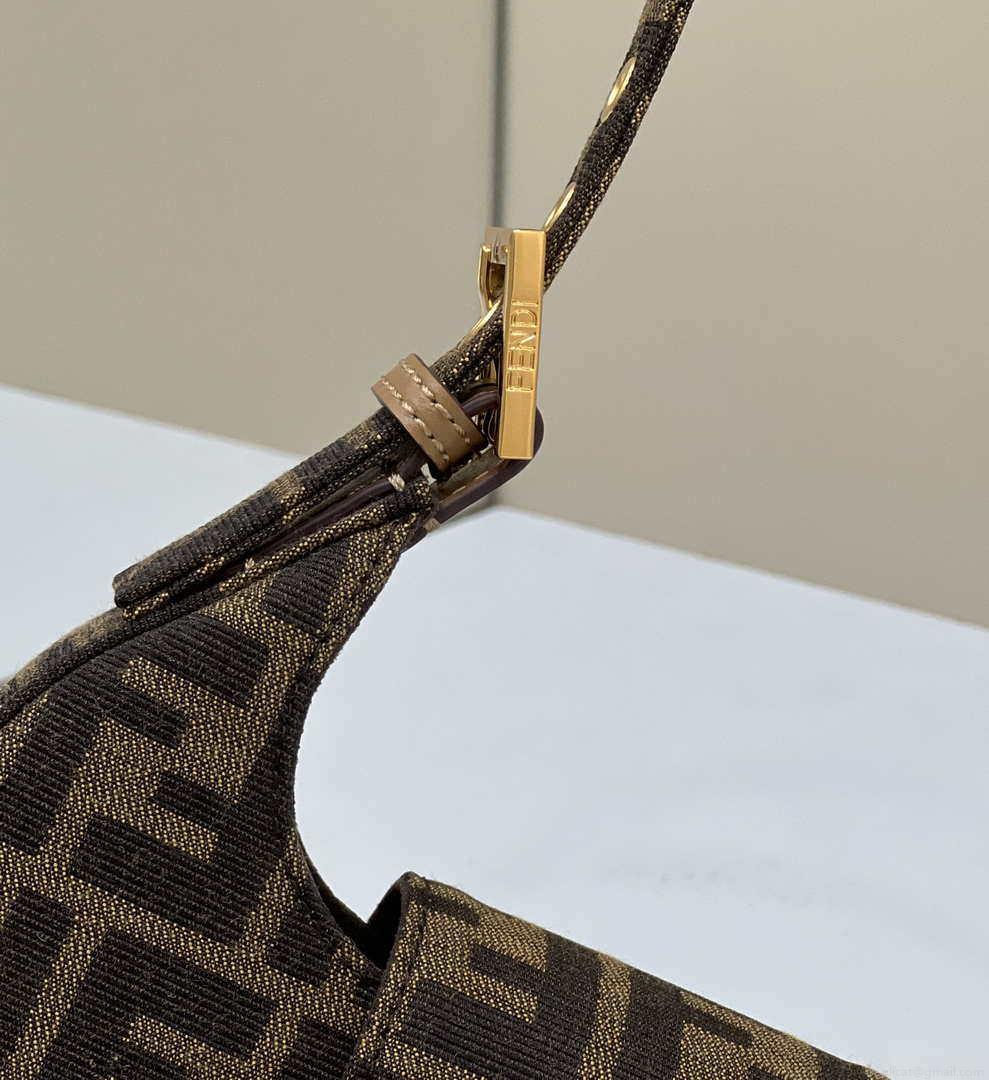 Fendi 8BS065 Fendi Cookie Brown leather mini Croissant bag 8556