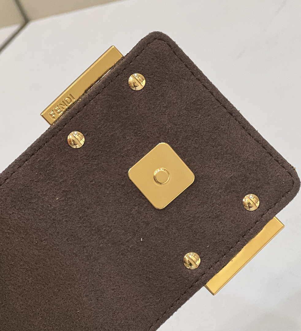 Fendi 8BS065 Fendi Cookie Brown leather mini Croissant bag 8556