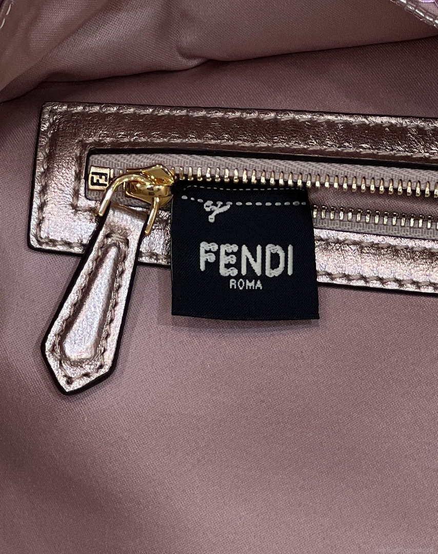 Fendi 8BR792 Medium Baguette 1997 Rose Red Satin Bag with Sequins 8528