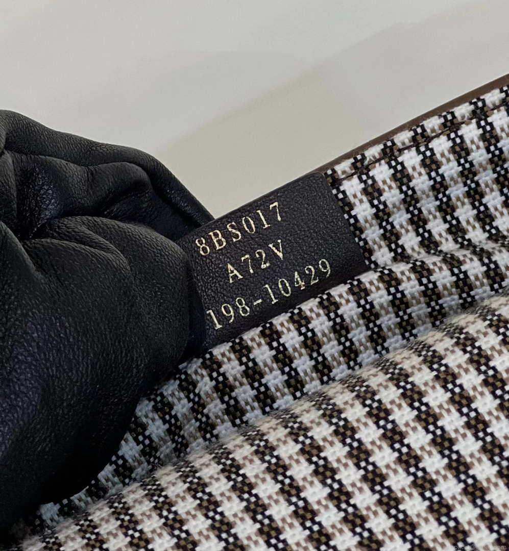 Fendi 8BS017 Mini Baguette Brown houndstooth wool bag with FF embroidery 8588S