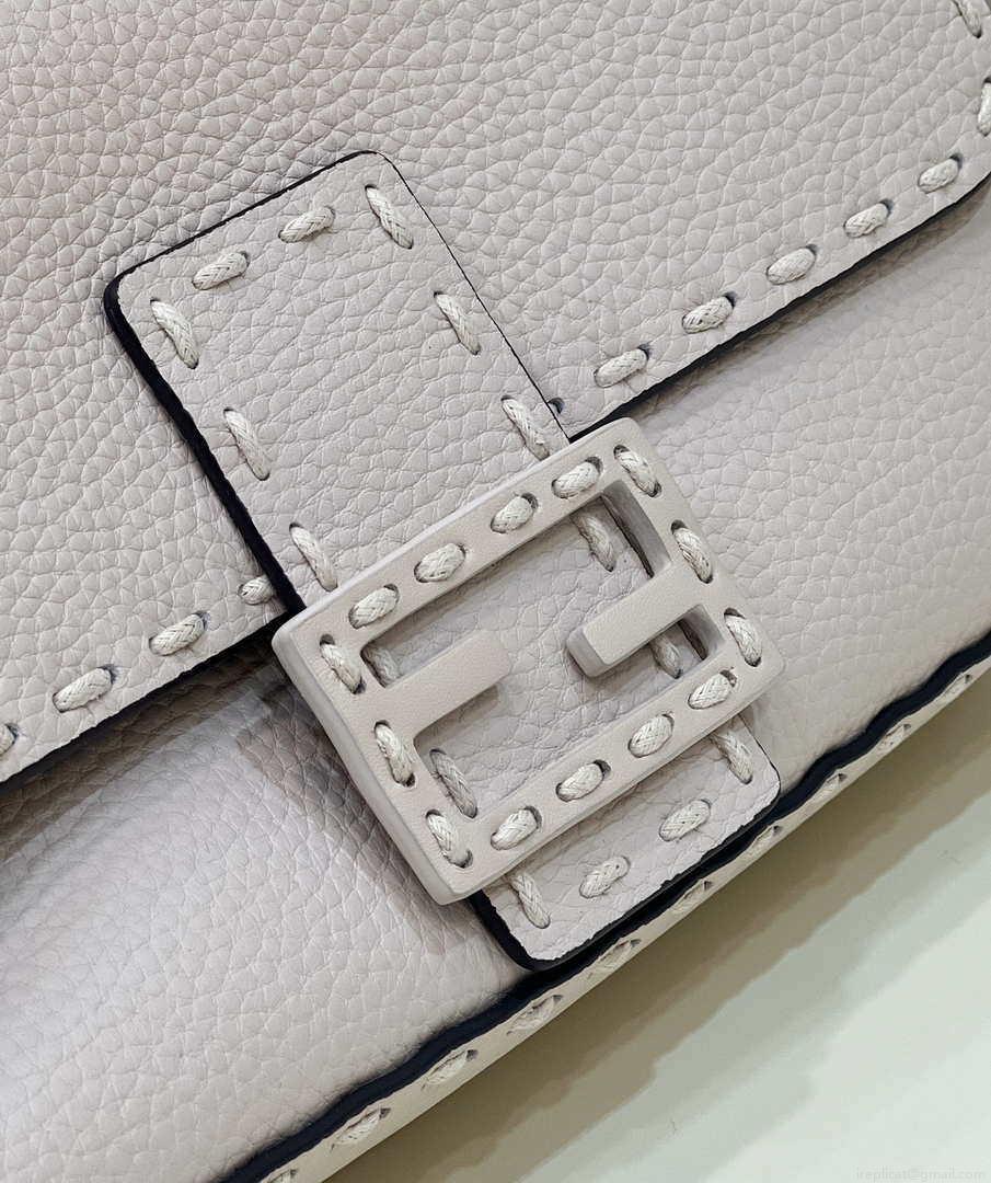 Fendi 8BR600 Baguette White full grain leather bag 8393