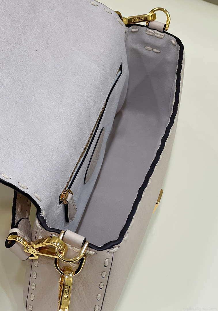 Fendi 8BR600 Baguette White full grain leather bag 8393