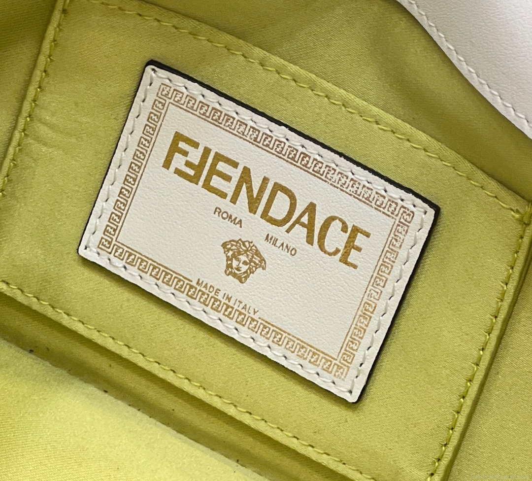 Fendi 8BR801 Baguette brooch Fendace White leather 8563 bag