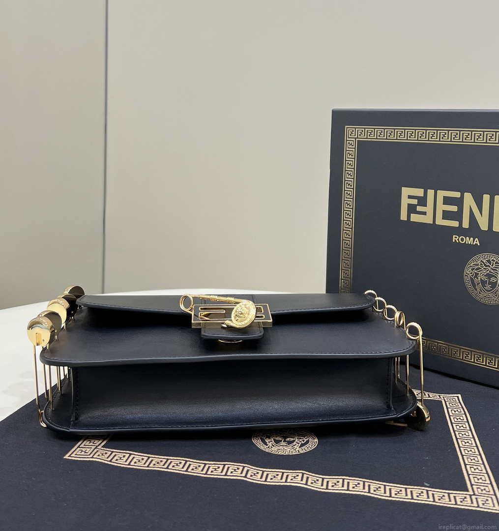 Fendi 8BR801 Baguette brooch Fendace Black leather 8563 bag