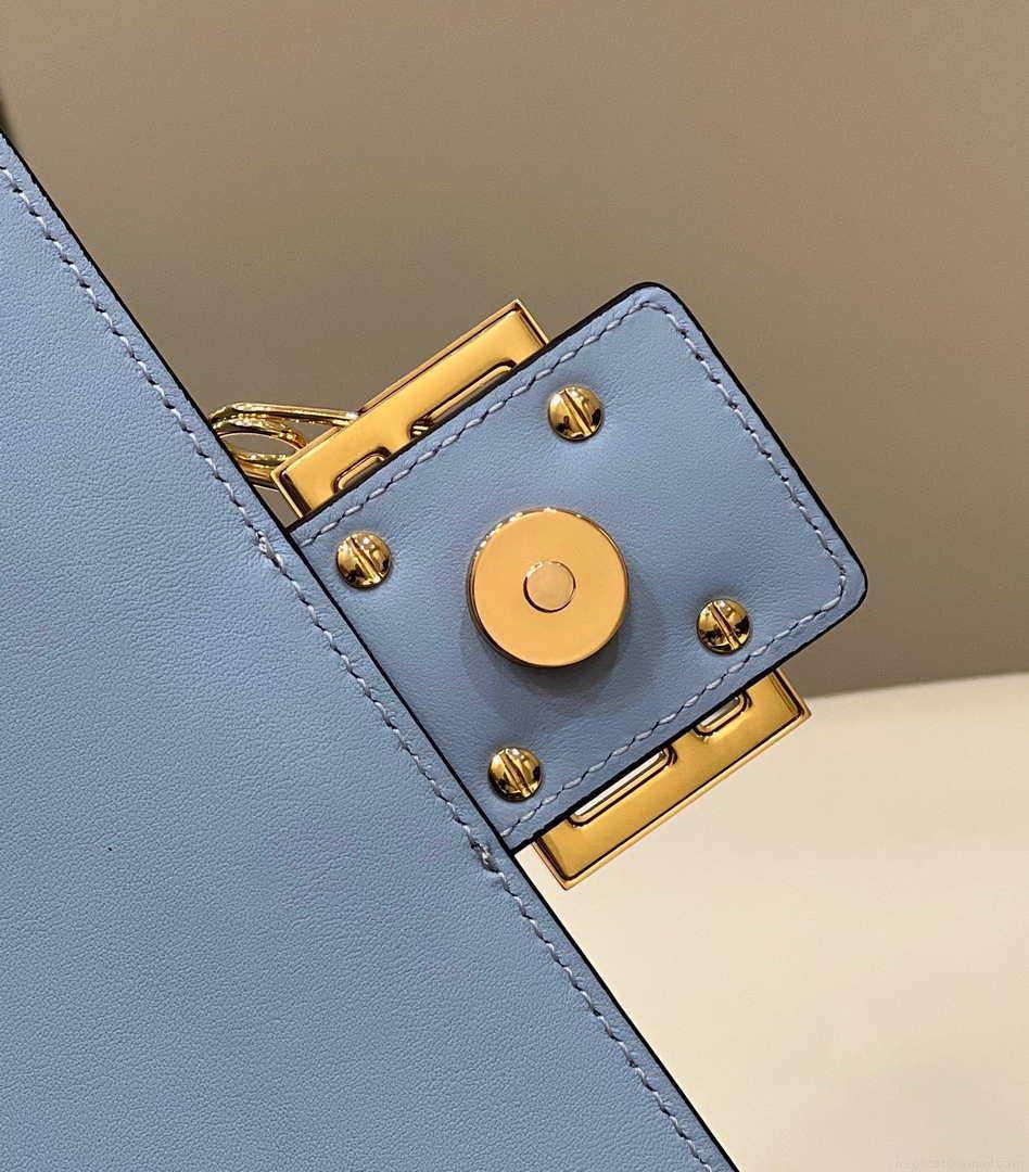 Fendi 8BR801 Baguette brooch Fendace Blue leather 8563 bag