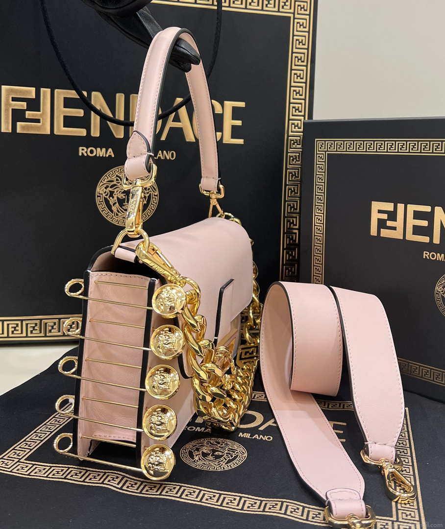 Fendi 8BR801 Baguette brooch Fendace Pink leather 8563 bag