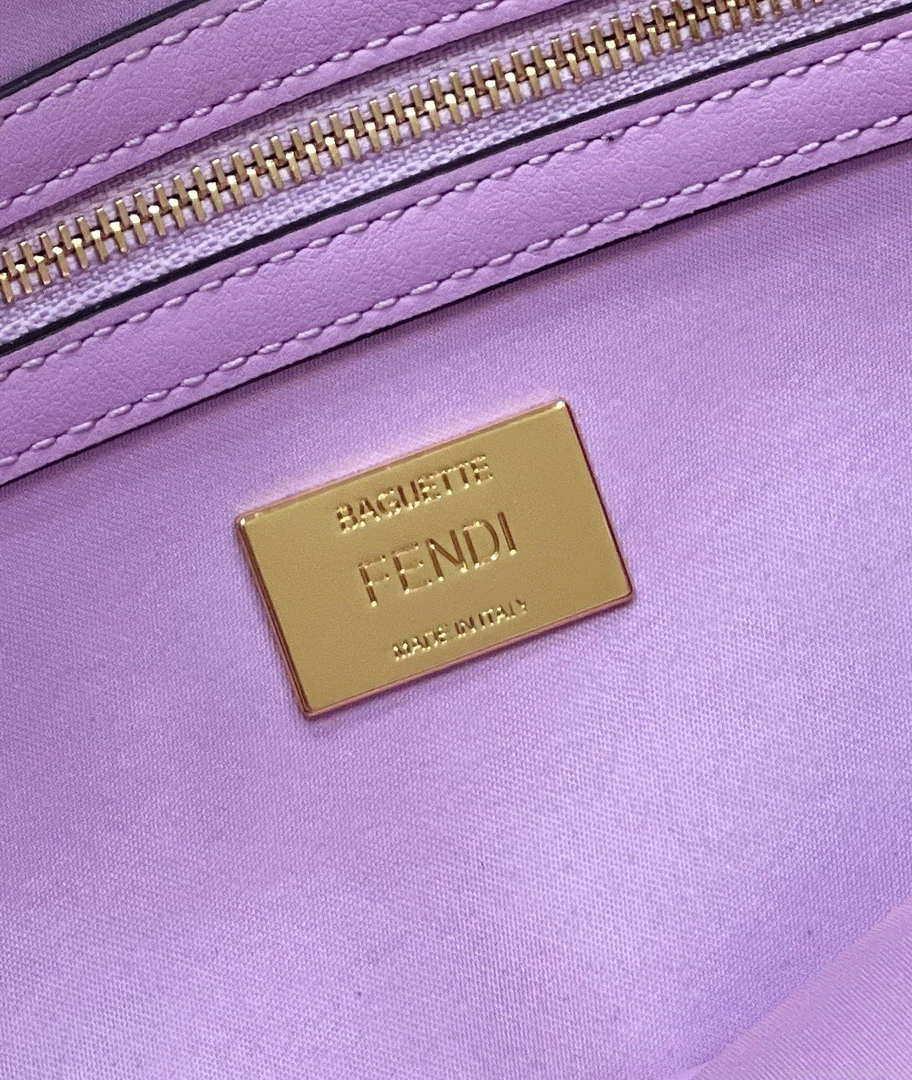 Fendi 8BR792 Medium Baguette 1997 Purple Satin Bag with Sequins 8528