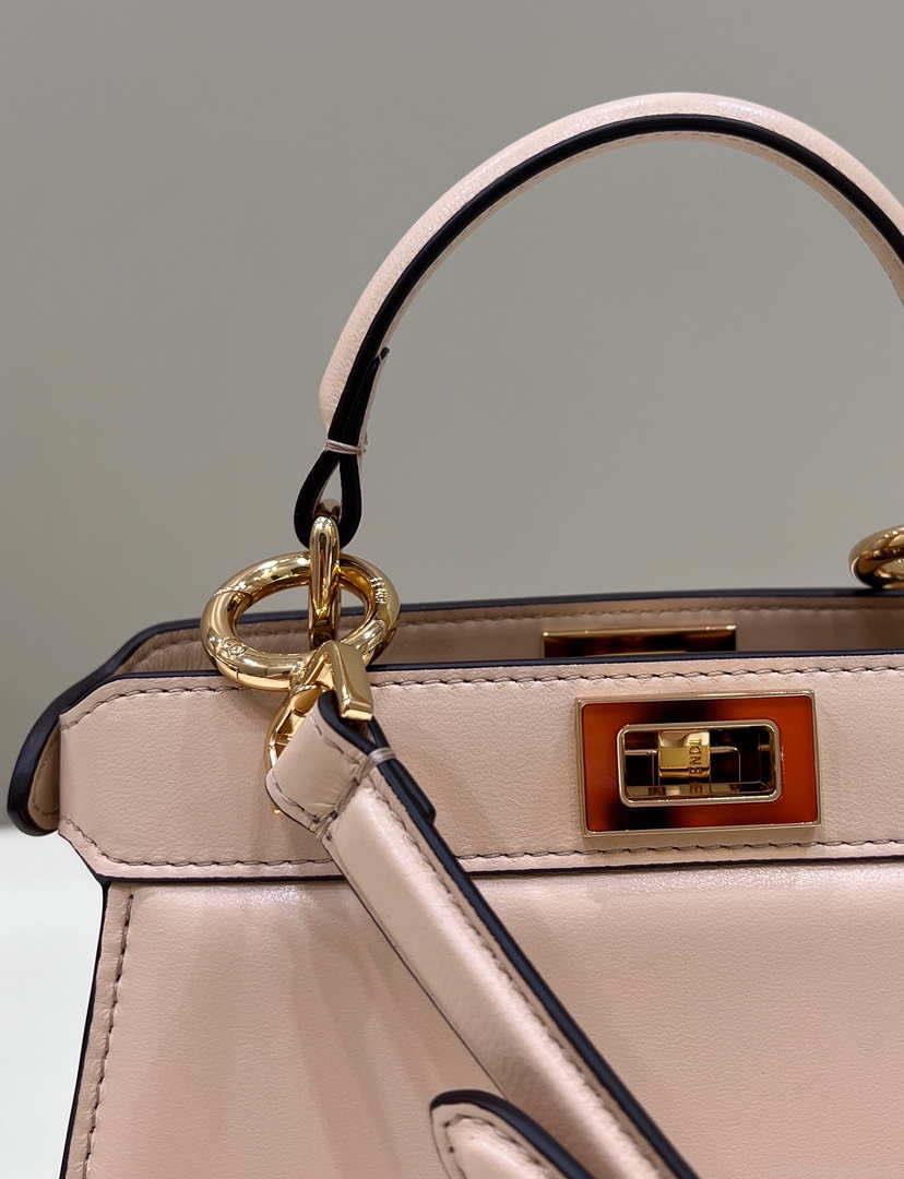 Fendi 8BN335 Peekaboo ISeeU Petite Pink Padded Nappa Leather Bag