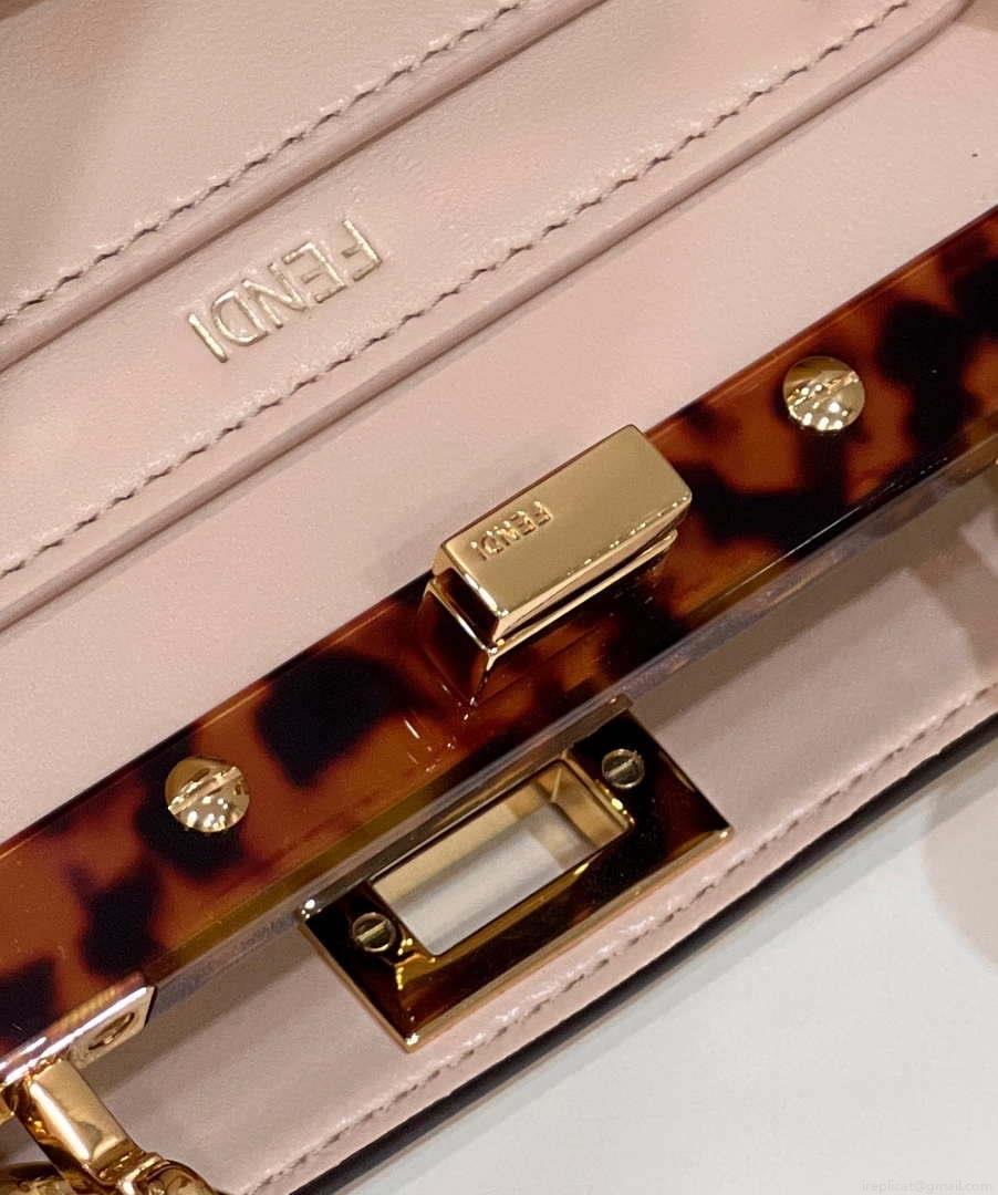 Fendi 8BN335 Peekaboo ISeeU Petite Pink Padded Nappa Leather Bag