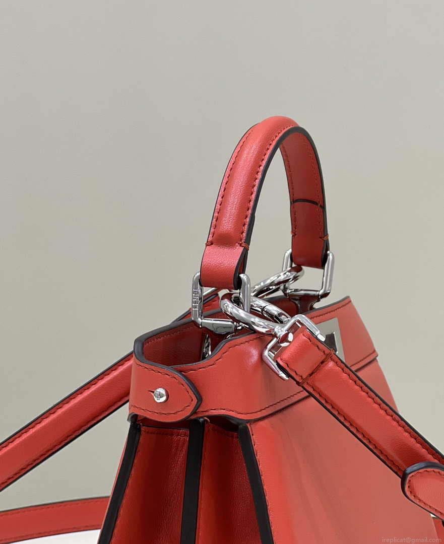 Fendi 8BN335 Peekaboo ISeeU Petite Red Padded Nappa Leather Bag