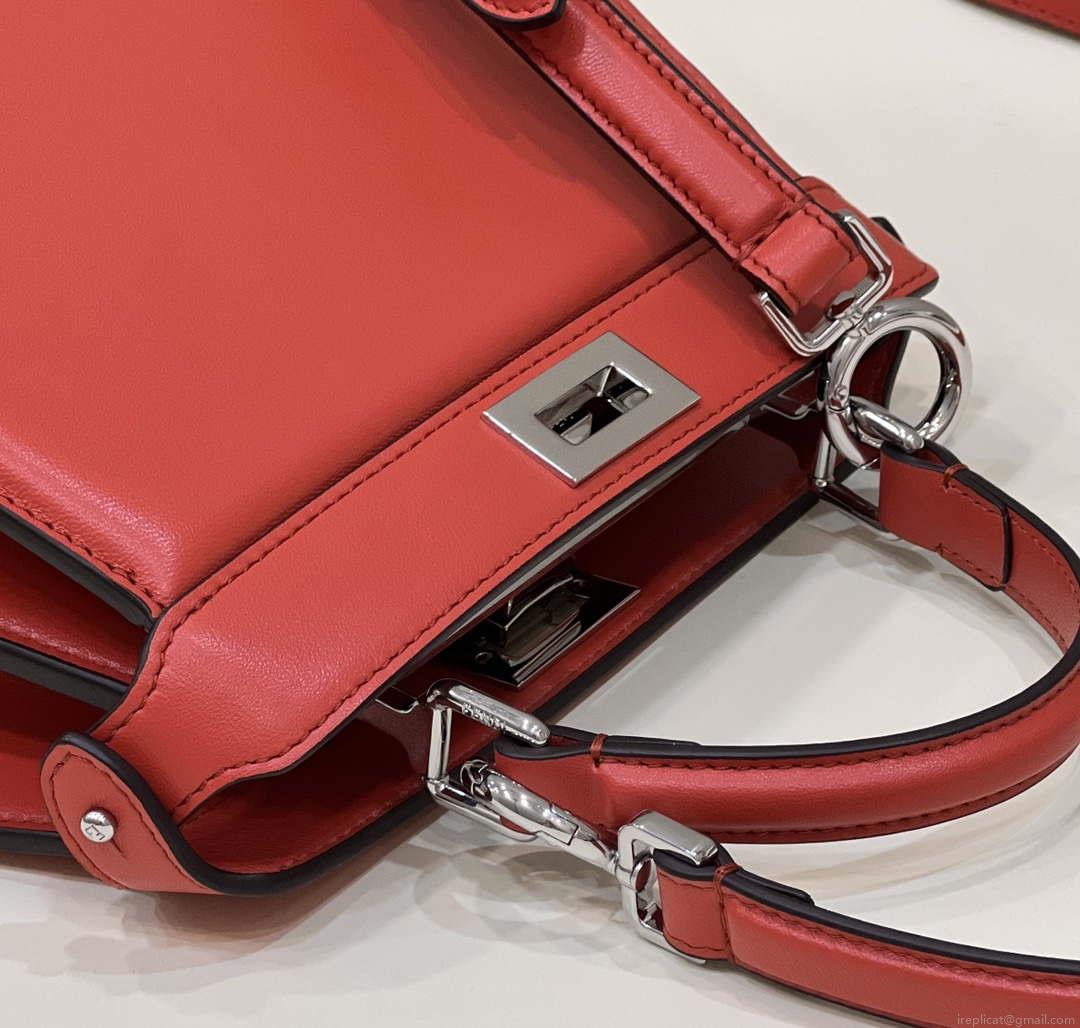 Fendi 8BN335 Peekaboo ISeeU Petite Red Padded Nappa Leather Bag