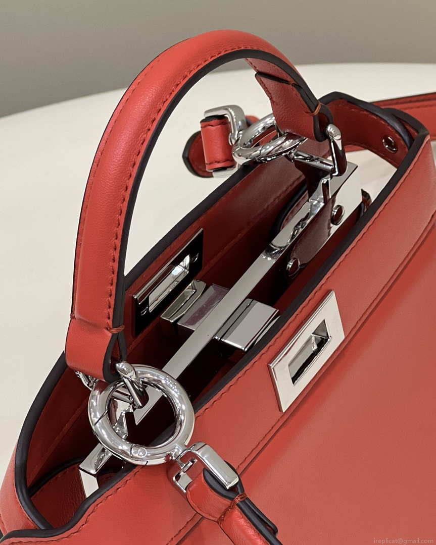 Fendi 8BN335 Peekaboo ISeeU Petite Red Padded Nappa Leather Bag