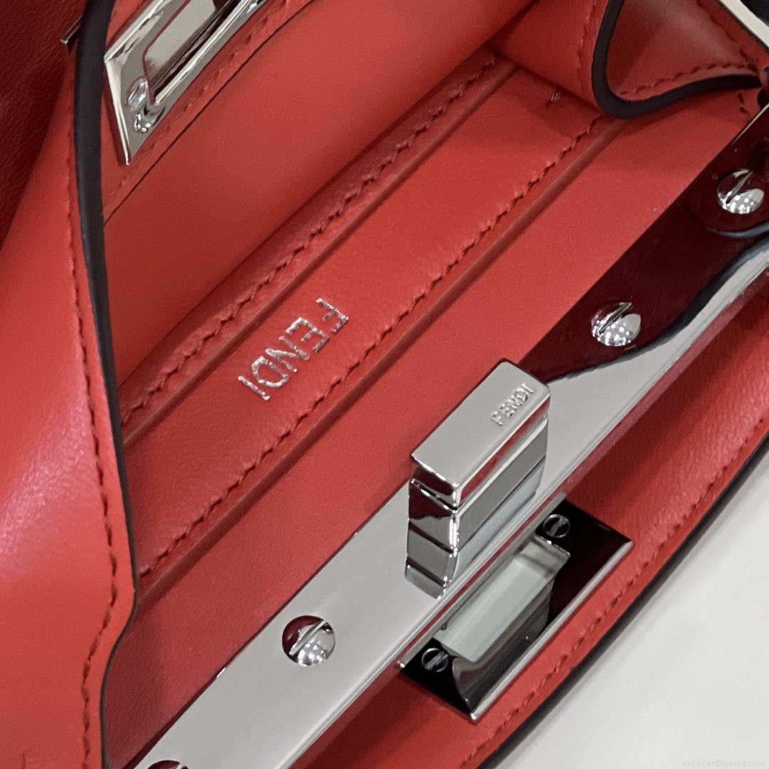 Fendi 8BN335 Peekaboo ISeeU Petite Red Padded Nappa Leather Bag
