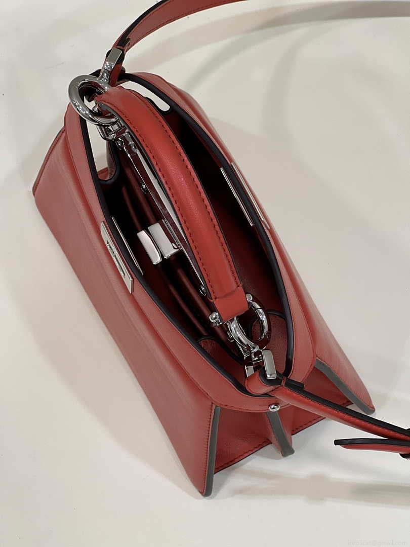 Fendi 8BN335 Peekaboo ISeeU Petite Red Padded Nappa Leather Bag