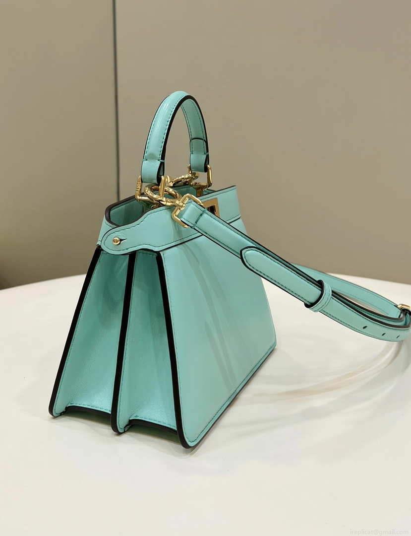 Fendi 8BN335 Peekaboo ISeeU Petite Lake Blue Padded Nappa Leather Bag